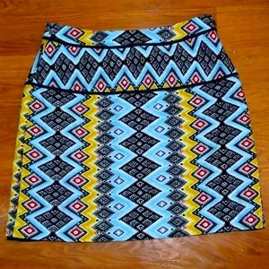 ANN TAYLOR LOFT AZTEC ZIG ZAG PENCIL SKIRT SZ 2 XS
